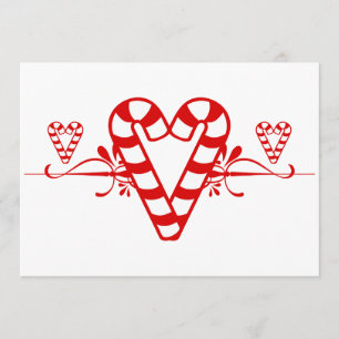 Candy Cane Hearts Invitation