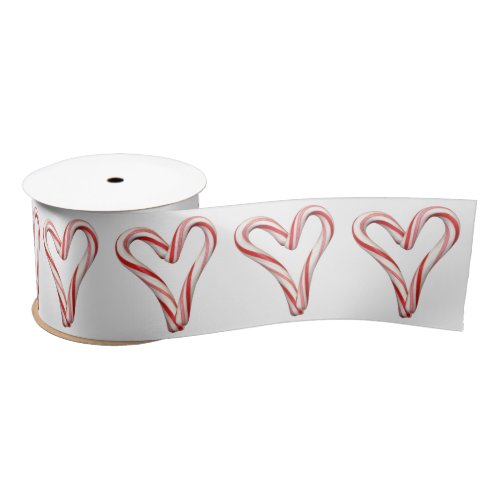 Candy Cane Hearts Satin Ribbon