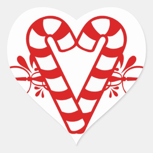 Candy Cane Hearts Stickers