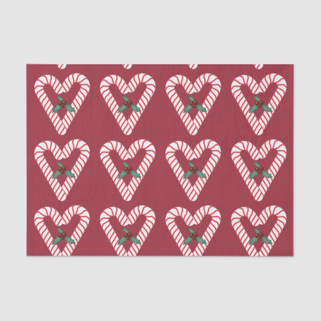 Candy Cane Hearts Tissue Paper (Front)