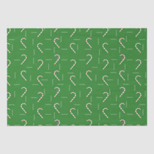 Candy Cane HoHoHo Green Red Christmas Holiday Tissue Paper