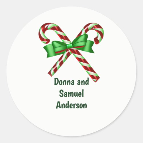 Candy Cane Holiday Classic Round Sticker