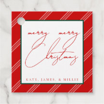 Candy Cane Holiday Gift Tags - Red