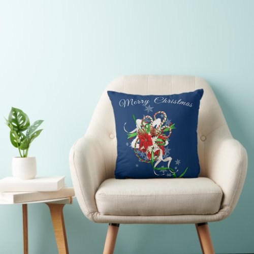 Candy Cane Holiday Personalized Throw Pillow