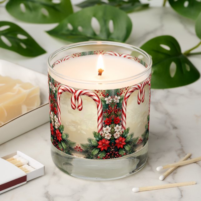 Candy Cane Holiday Scented Jar Scented Candle (Lit)