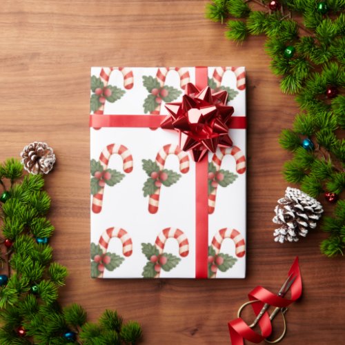 Candy Cane Holiday Xmas Christmas Gift Wrapping Paper