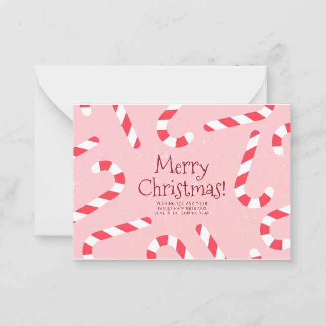 Candy Cane Holidays Personalized Merry Christmas Note Card (Front)