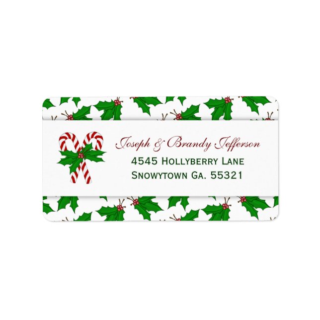 Candy Cane & Holly Address Labels (Front)