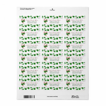 Candy Cane &amp; Holly Address Labels | Zazzle