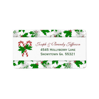 Candy Cane & Holly Address Labels