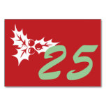 Candy Cane Holly | Custom Table Number Card 3 x 5