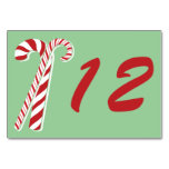 Candy Cane Holly | Custom Table Number Card 3 x 5