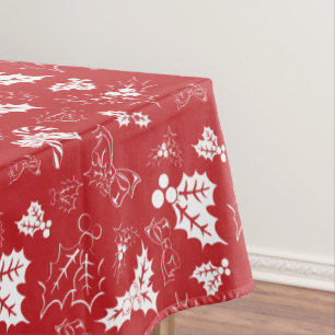 Candy Cane Holly Red White Holiday Tablecloth