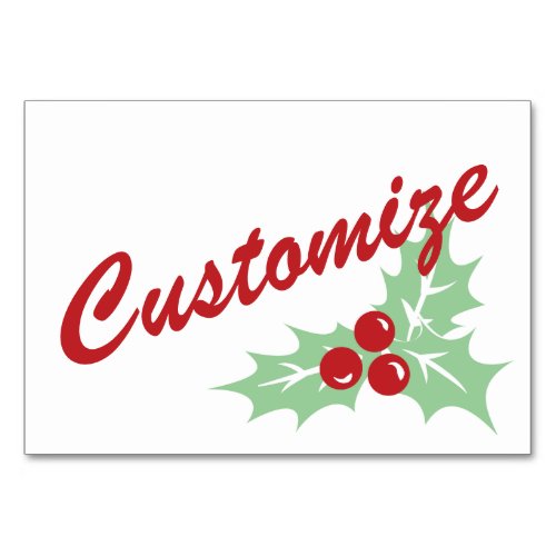 Candy Cane Holly  Retro Custom Table Card