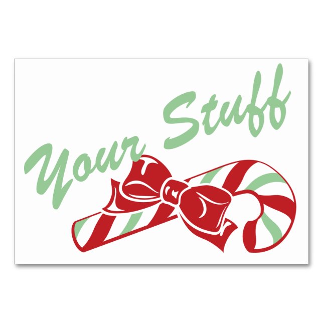 Candy Cane Holly | Retro Custom Table Card (Front)