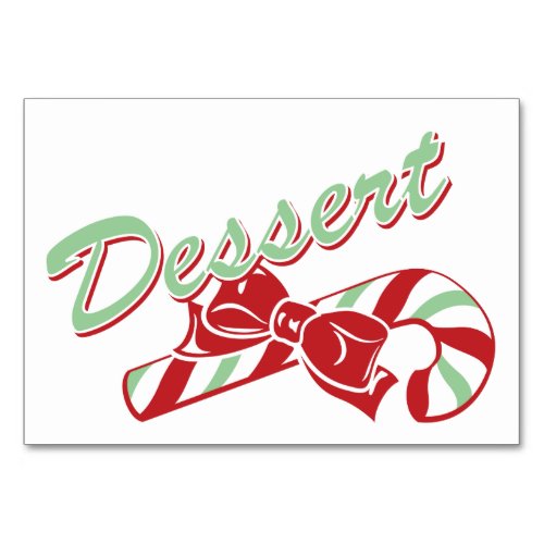 Candy Cane Holly  Retro Desert Table Card 3 x 5