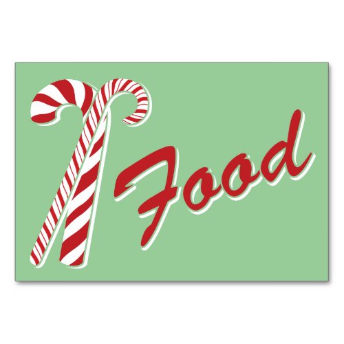 Candy Cane Holly  Retro Food Table Card 3 x 5