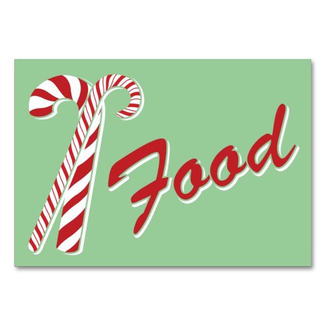 Candy Cane Holly | Retro Food Table Card 3 x 5 (Front)