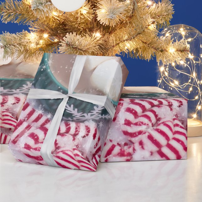 Candy Cane Hot Chocolate Christmas Wrapping Pape Wrapping Paper (Holidays)