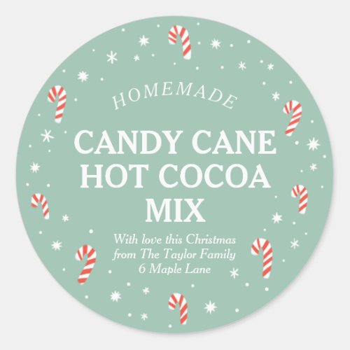 Candy Cane Hot Cocoa Homemade Christmas label