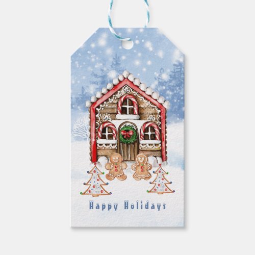 Candy cane house gingerbread boy girl gift tags