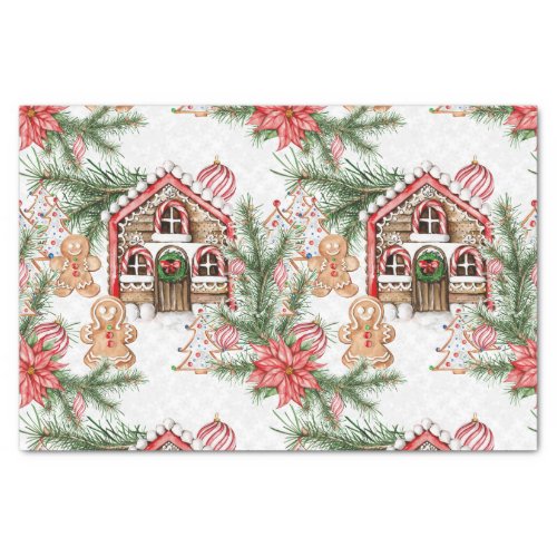 Candy cane house gingerbread man poinsettia tissue paper