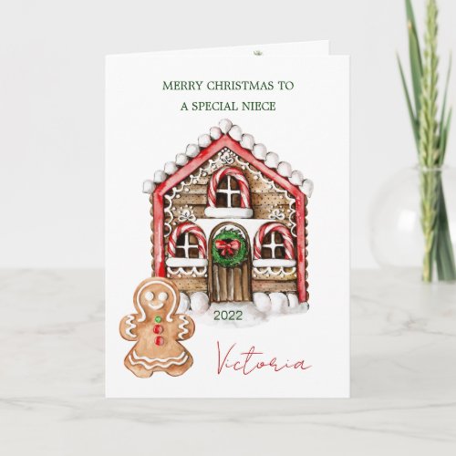 Candy Cane House NIece Christmas Holiday Card