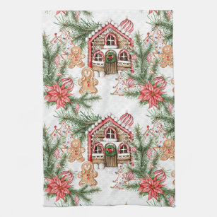 JOOCAR Christmas Kitchen Towels, Gingerbread Man Cookie House