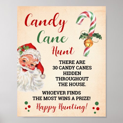 Candy Cane Hunt Christmas Game Sign
