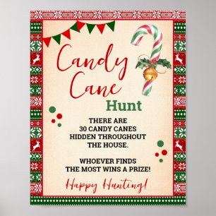 Candy Cane Hunt Game Ugly Sweater Sign