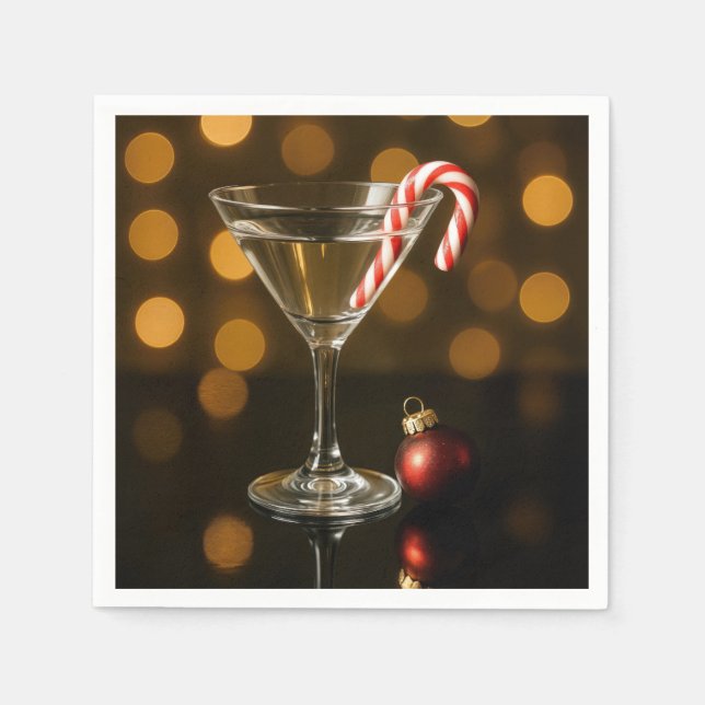 Candy Cane in a Christmas Martini Napkins (Front)