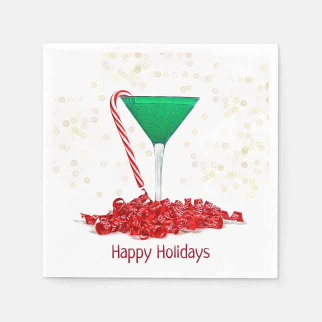 Candy Cane In Martini Glass Napkins (Front)