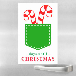 Candy Cane in Pocket Christmas Countdown Magnetic Dry Erase Sheet