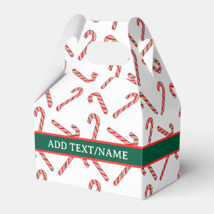 Candy Cane In Red Green White Custom Name Favor Boxes