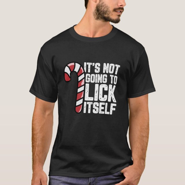 Candy Cane Inappropriate Adult Humor Funny Christm T-Shirt (Front)
