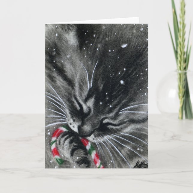 Candy Cane Kitten Card (Front)
