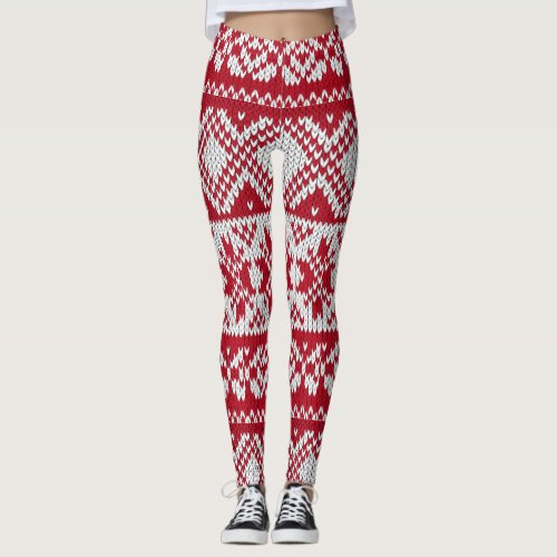 Candy Cane Knitted Look Leggings