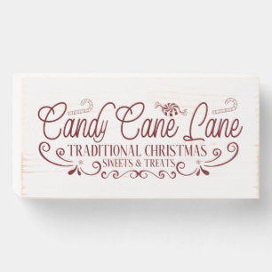 Candy Cane Lane Christmas Wooden Box Sign