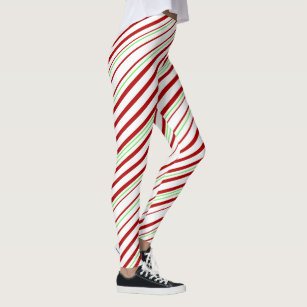 Vertical Stripe Candy Cane Printed Leggings 