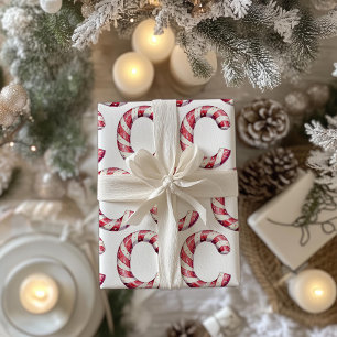 Candy Cane Letter C Christmas  Wrapping Paper
