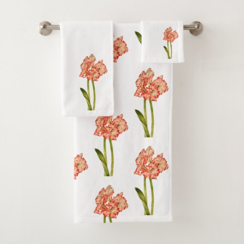 Candy Cane Lilies on a Bathroom Towel Set