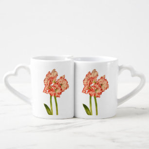 Candy Cane Lilies on a Lovers' Mug Set