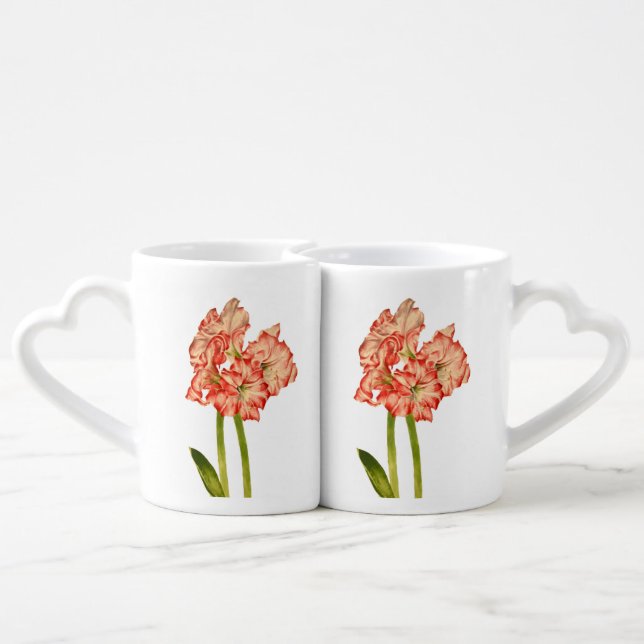 Candy Cane Lilies on a Lovers' Mug Set (Back Nesting)