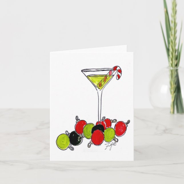 Candy Cane Martini Card (Front)