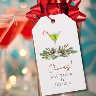 Candy Cane Martini Christmas Cocktail Couples  Gift Tags