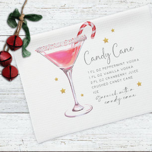 Candy Cane Martini Drink Holiday Christmas Recipe Kitchen Towel