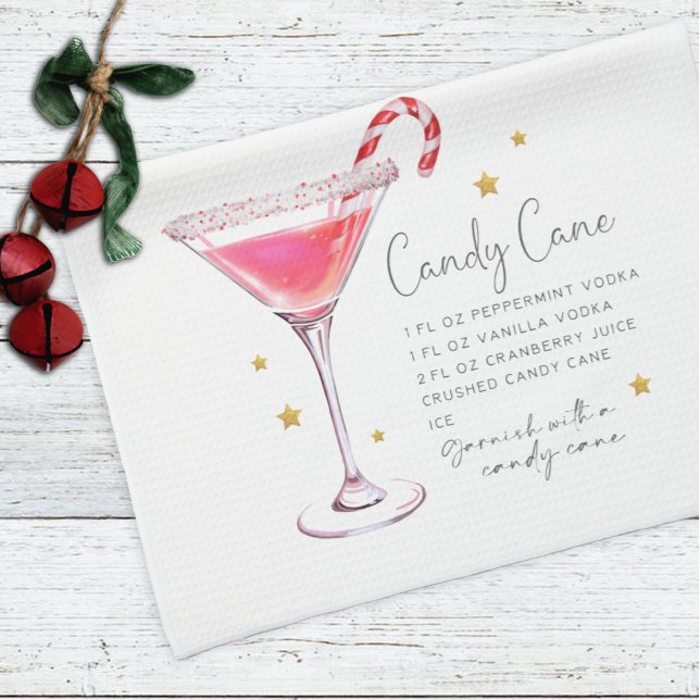 Candy Cane Martini Drink Holiday Christmas Recipe Kitchen Towel (Creator Uploaded)
