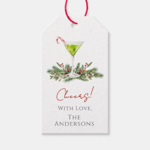 Candy Cane Martini & Mistletoe Cheers Holiday Gift Tags