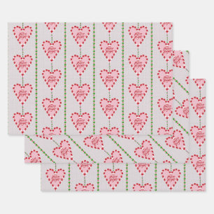 candy cane Merry and Bright 3 pack gift wrap
