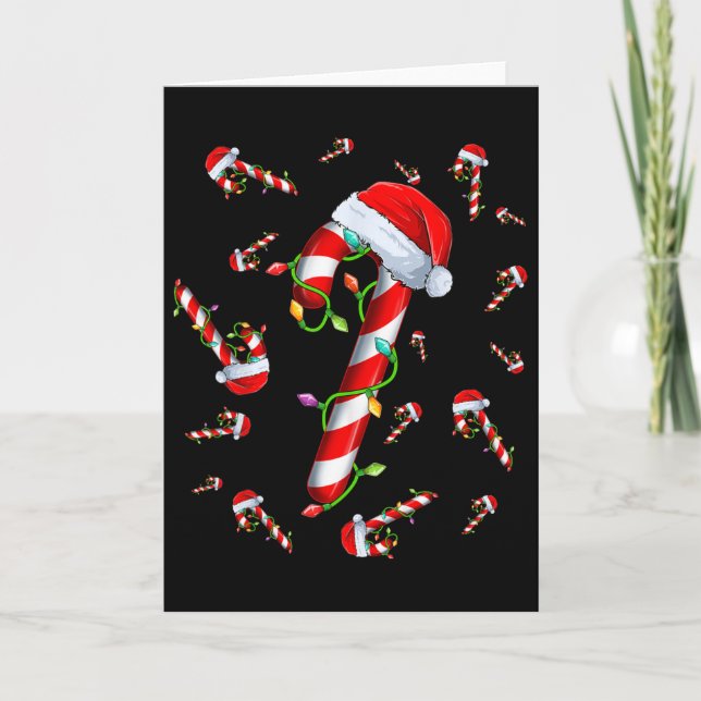 Candy Cane Merry And Bright Red And White Candy Ch Card (Front)